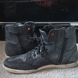 Falco Black Leather Biker High-Top Men's Shoes